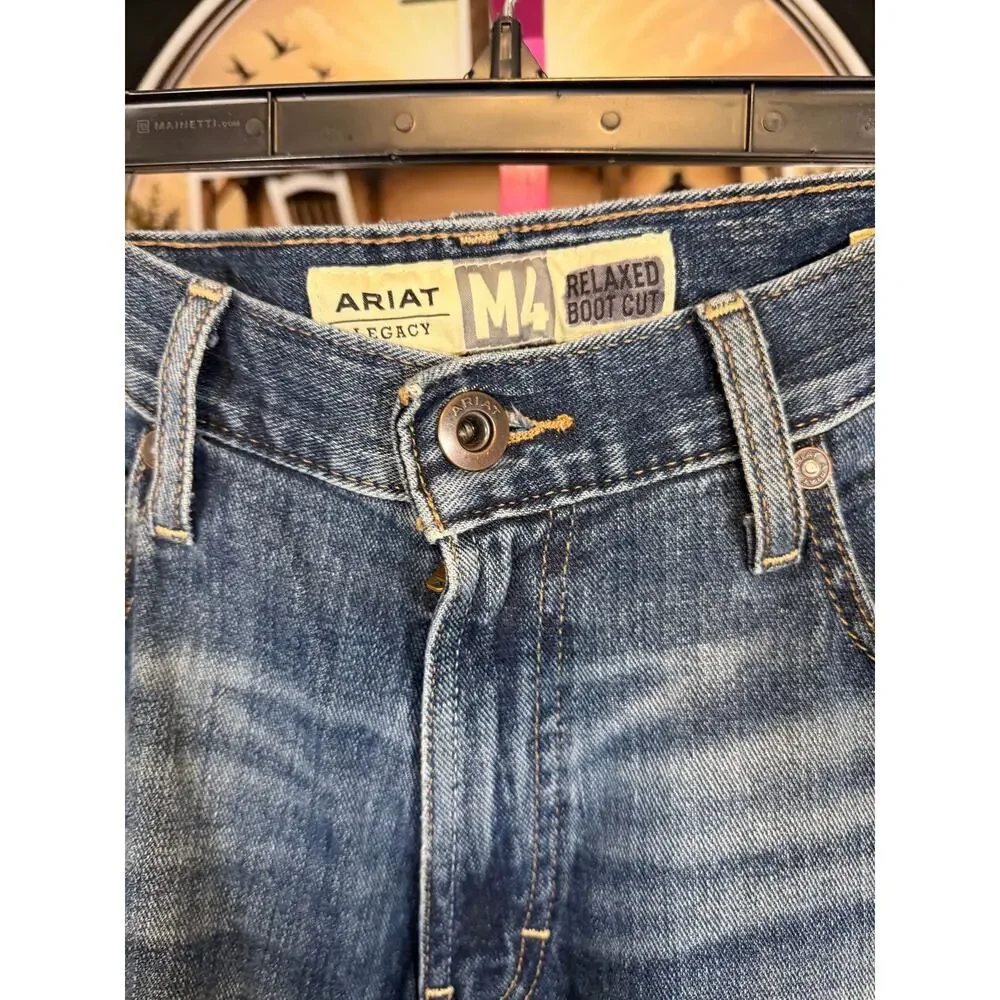 Ariat M4 Legacy Mens Relaxed Boot Cut Jeans Blue Denim Western Cowboy 32x32
